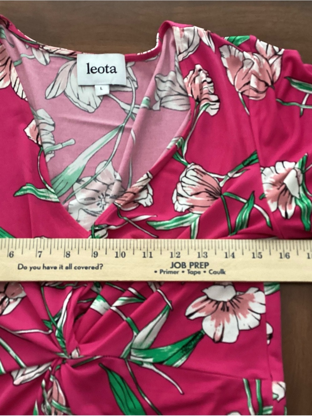 Leota Ladies Pink Floral V-Neck Dress Size L - Picture 10 of 13
